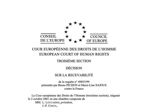 Texte de jurisprudence - Affaire Pichon et Sajous c. France / Objection conscience