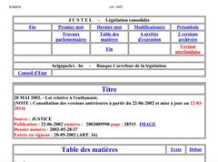 Texte législatif - Loi du 28 mai 2002 dépénalisant l’euthanasie et modifiée en février 2014