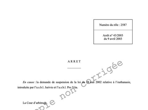 Texte de jurisprudence - Demande de suspension / loi euthanasie