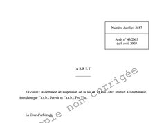 Texte de jurisprudence - Demande de suspension / loi euthanasie
