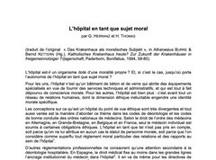 L’hôpital en tant que sujet moral