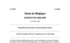 Avis du Conseil d'Etat sur l'accouchement discret