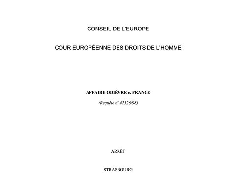 Texte de jurisprudence - Affaire Odièvre c. France / Accouchement sous X