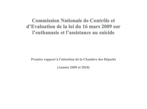Premier Rapport de la Commission Evaluation Euthanasie