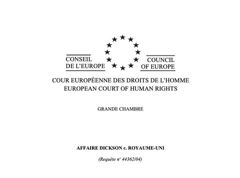 Texte de jurisprudence - Affaire Dickson c. Royaume-Uni / PMA