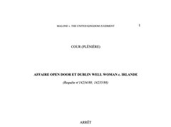 Texte de jurisprudence - Affaire Open Door et Dublin Well Woman c. Irlande / IVG
