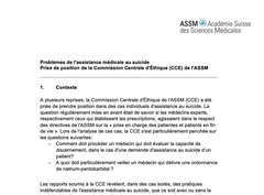 Problèmes de l’assistance médicale au suicide en Suisse