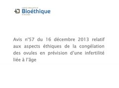 Avis n°57: congélation ovocyte (social freezing)