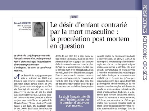 Le désir d’enfant contrarié / stérilité féminine : la procréation pour autrui