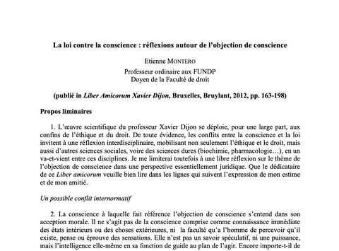 La loi contre la conscience : réflexions autour de l’objection de conscience