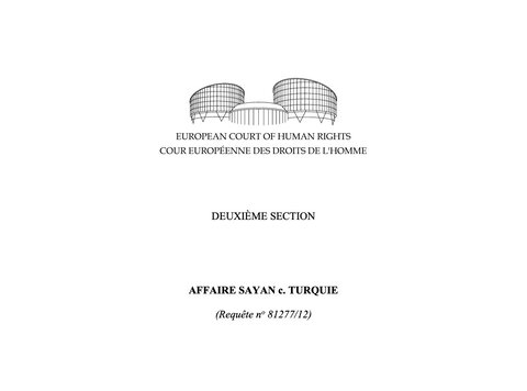 Texte de jurisprudence - Affaire Sayan c.Turquie/droit à la vie de la mère et de l’enfant à naitre
