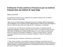 Avis : euthanasie d’un patient français par son médecin en Belgique