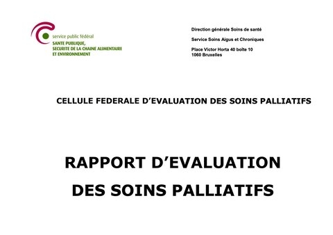 Soins Palliatifs : 4ème Rapport de la Cellule d'Evaluation