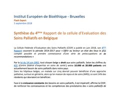 Synthèse du 4ème Rapport de la cellule d’Evaluation des Soins Palliatifs en Belgique